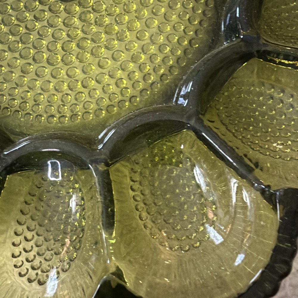 Vtg Indiana Glass Avacado Green Hobnail Deviled 15 Egg Dish Tray Plate 1960'sMCM - Picture 6 of 16